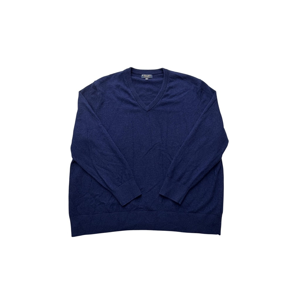 Brooks Brothers Sweater Mens 3XL Blue 3-Ply Cashmere V Neck Pullover Knit